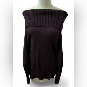 The Limited Burgundy Off-Shoulder Cowl Neck Sweater with Buttons Women’s Size XL